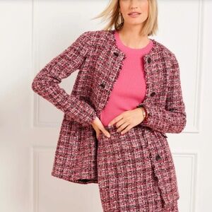Talbots Pinewood Tweed Coat Wine/Rich Multi Size 8 UNWORN NWOT